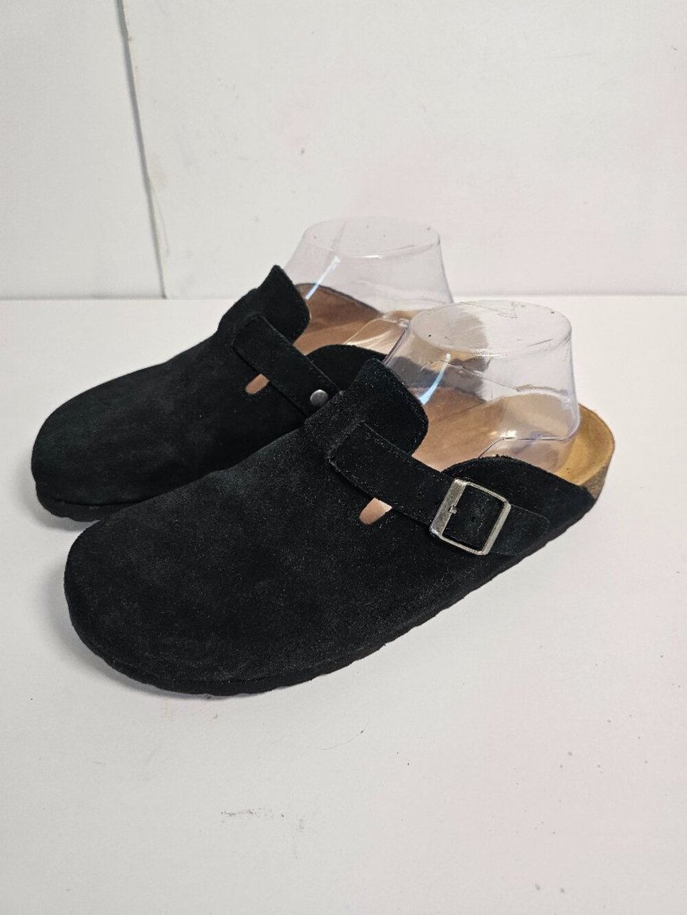 White Mountain Footbeds Clogs Black Suede Casual Flat 8